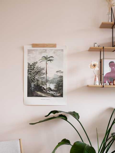 Large Format - A2 Wall Poster Hanger - No Drilling - Light Wood Adhesive Mount With Dowel. Designed & Made in Normandy By Gllu - image 1