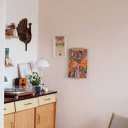 Large Format - A2 Wall Poster Hanger - No Drilling - Light Wood Adhesive Mount With Dowel. Designed & Made in Normandy By Gllu - thumbnail 2