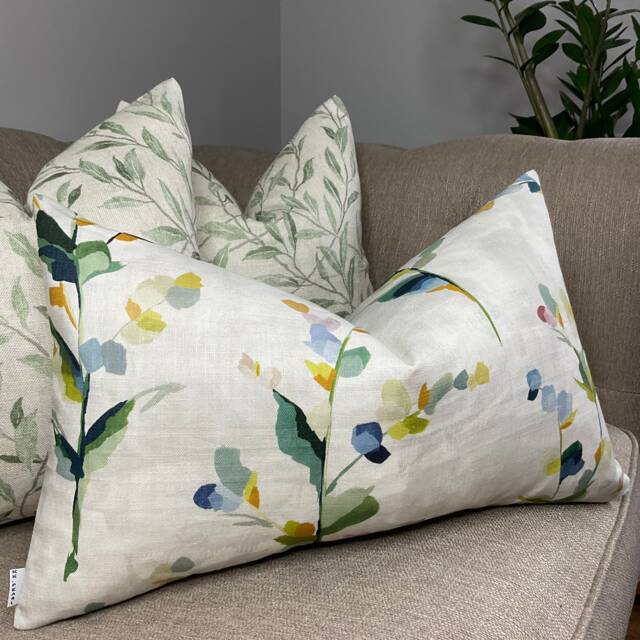 Green Blue Cushion Cover John Lewis Fabric Wildflower Spring Floral Pillow Case 12 X 20 - image 1