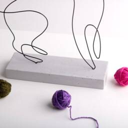 Handmade Cat Wire Sculpture Abstract Minimalist Decor - thumbnail 3