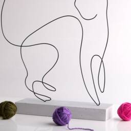 Handmade Cat Wire Sculpture Abstract Minimalist Decor - thumbnail 4