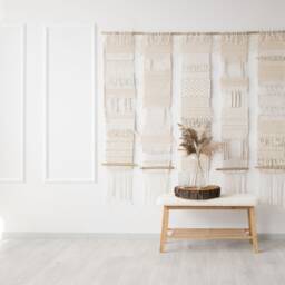 Boho Woven Tapestry Wall Art - Modern Heritage Cotton Fiber Macrame Neutral Japandi Sculptural Textile Decor Teide 5 - thumbnail 2