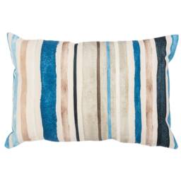 Watercolour Ocean Stripe Boudoir Cushion Cover. Traditional Nautical Horizontal Stripes in Marine Blue & Grey Hues. 17x12 - thumbnail 3