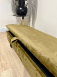 Gold Velvet Ottoman Coffee Table, Chesterfield Storage Box - thumbnail 2