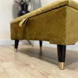 Gold Velvet Ottoman Coffee Table, Chesterfield Storage Box - thumbnail 4
