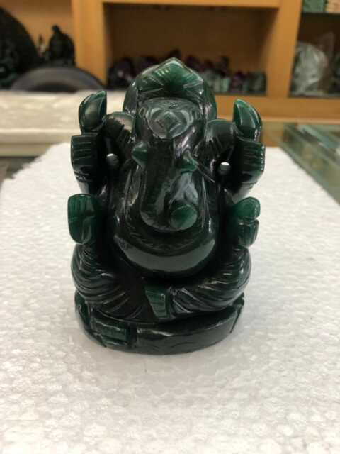Hand Carved Green Aventurine Ganesha Statue, Natural Gemstone Lord Idol, Crystal Healing Decor - image 1