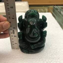 Hand Carved Green Aventurine Ganesha Statue, Natural Gemstone Lord Idol, Crystal Healing Decor - thumbnail 3
