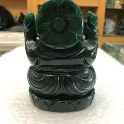 Hand Carved Green Aventurine Ganesha Statue, Natural Gemstone Lord Idol, Crystal Healing Decor - thumbnail 2
