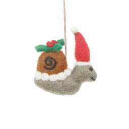 Christmas Snail - Hanging Decoration Needle Felt Handmade Biodegradable Sustainable Tree - thumbnail 2