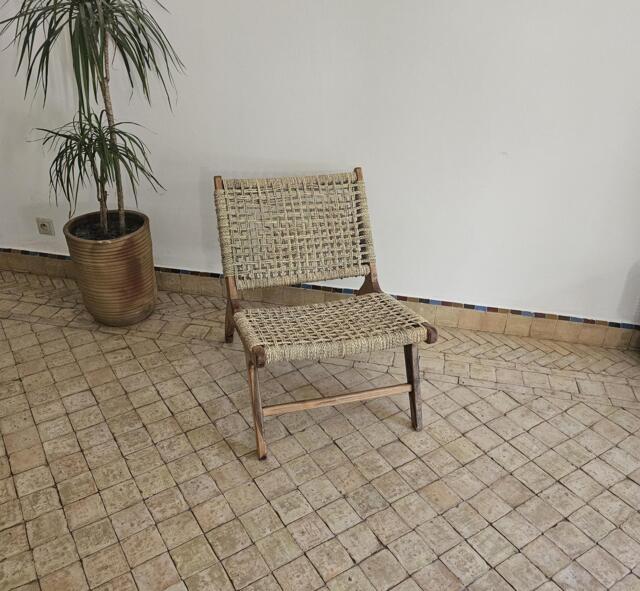 Moroccan Armchair in Nutwood With Palm Leaf Cord - image 1