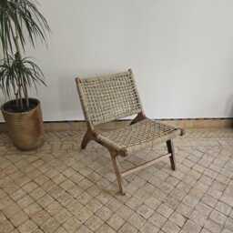 Moroccan Armchair in Nutwood With Palm Leaf Cord - thumbnail 2