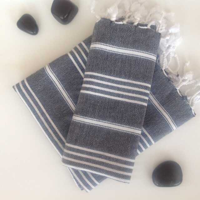 Set Of 2 Turkish Hand Towels Organic Cotton Peshkir Kitchen Tea Towels - image 1