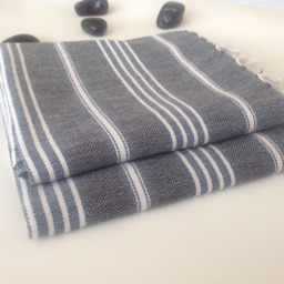 Set Of 2 Turkish Hand Towels Organic Cotton Peshkir Kitchen Tea Towels - thumbnail 2