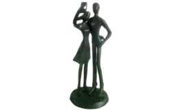 Selfie Sweethearts Cast Iron Sculpture Modern Love The Couple Captured Moment Figurine Shadow Art Metal Decor Abstract Valentine's Da - thumbnail 1