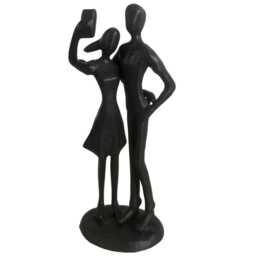 Selfie Sweethearts Cast Iron Sculpture Modern Love The Couple Captured Moment Figurine Shadow Art Metal Decor Abstract Valentine's Da - thumbnail 2