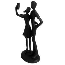 Selfie Sweethearts Cast Iron Sculpture Modern Love The Couple Captured Moment Figurine Shadow Art Metal Decor Abstract Valentine's Da - thumbnail 3