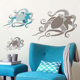 Octopus Wall Stencil - Wall Art Stencil Instead Of Decals Easy To Use Stencils For A Quick Room Update Nautical Walls - thumbnail 2