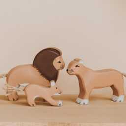 Wooden Lion, Lion Family, Animals, Montessori Toy, Figure Animal, Eco-Friendly Animal Toys, Gift For Baby, Christmas Gift, Zoo Safari - thumbnail 3