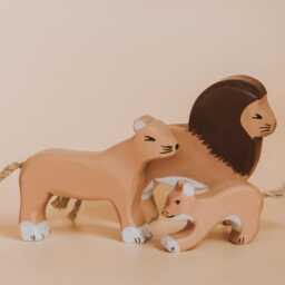 Wooden Lion, Lion Family, Animals, Montessori Toy, Figure Animal, Eco-Friendly Animal Toys, Gift For Baby, Christmas Gift, Zoo Safari - thumbnail 2