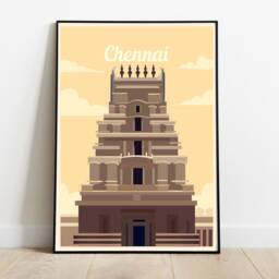 Chennai India Travel Poster Retro Wall Art Print - thumbnail 2