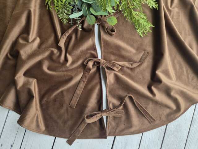 Mocha Brown Tree Skirt, Teddy Velvet Christmas Monochrome Skirt - image 1