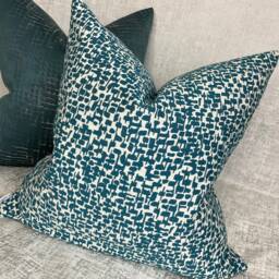 Teal Abstract Cushion Cover, Pillow Cover For Sofa Bed Or Throw. Designer John Lewis Fabric , Yin High Quality - Lumbar Size 12 X 20 - thumbnail 1