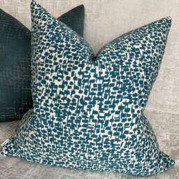 Teal Abstract Cushion Cover, Pillow Cover For Sofa Bed Or Throw. Designer John Lewis Fabric , Yin High Quality - Lumbar Size 12 X 20 - thumbnail 2