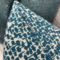 Teal Abstract Cushion Cover, Pillow Cover For Sofa Bed Or Throw. Designer John Lewis Fabric , Yin High Quality - Lumbar Size 12 X 20 - thumbnail 3
