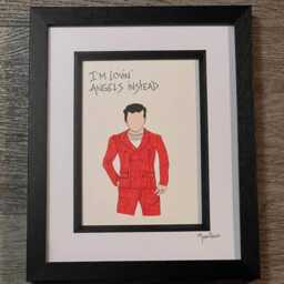 Robbie Williams Hand Drawn Original Framed Artwork With Song Lyrics From Angels Handwritten Above - thumbnail 3