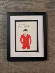 Robbie Williams Hand Drawn Original Framed Artwork With Song Lyrics From Angels Handwritten Above - thumbnail 1
