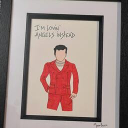 Robbie Williams Hand Drawn Original Framed Artwork With Song Lyrics From Angels Handwritten Above - thumbnail 2