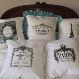 Free Shipping Romantic White Linen Paris Ribbon Ruffle Pillow Cover - 1129 - thumbnail 4