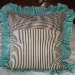 Free Shipping Romantic White Linen Paris Ribbon Ruffle Pillow Cover - 1129 - thumbnail 3