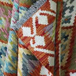 Tribal Kilim Rug, Handmade Artisan Afghan Turkish, Scandinavian, Navajo, Bohemian Flatweave, Natural Wool Multicolour Rug 197x152 cm - thumbnail 4