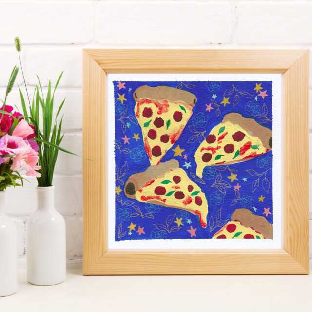 Pizza Paradise Painting Quirky Food Lover Kitchen Wall Art - image 1