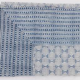 Floral Hand Block Print Kantha Quilt - Indian Cotton Bedspread - thumbnail 3