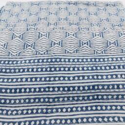 Floral Hand Block Print Kantha Quilt - Indian Cotton Bedspread - thumbnail 4