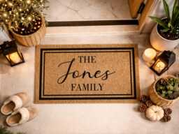 Jones Family Doormat - Custom Script Name Rug Personalized Anniversary Decor - thumbnail 1