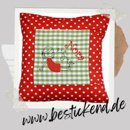 "Embroidered Cushion ""Girl With Bird + Name" - thumbnail 4
