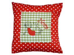 "Embroidered Cushion ""Girl With Bird + Name"