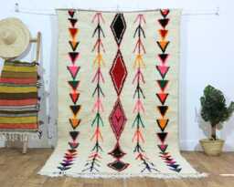 Handmade Wool Moroccan Rug - Geometric Berber Design - thumbnail 1