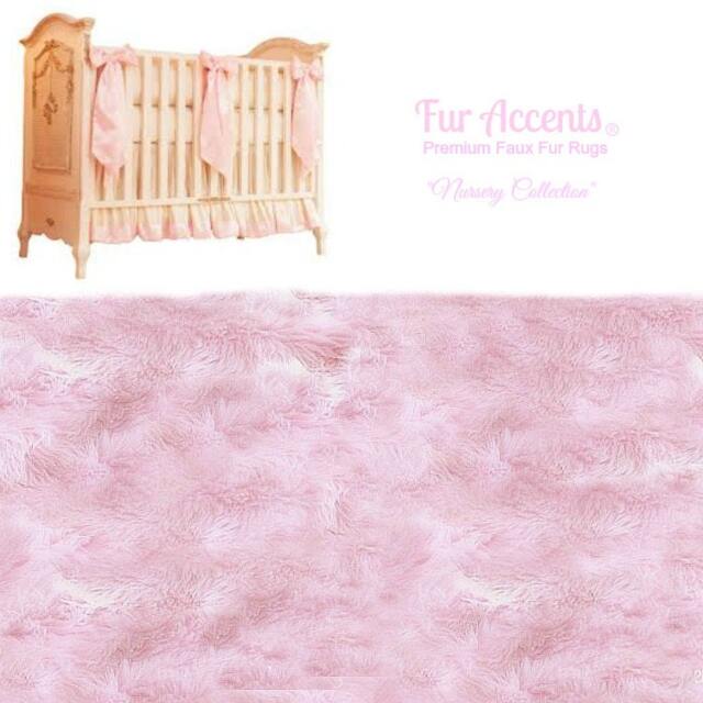 Faux Fur Area Rug - Rectangle Shaggy Soft Light Pink Designer Rugs Accents Usa - image 1