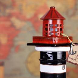 Ceramic Lighthouse Table Lamp, Nautical Klaipeda Bedside Desk D??cor, Handmade Art Deco Night New Home Gift - thumbnail 2