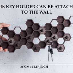 Key Holder For Wall Wooden, Honeycomb Key Holder, Key Honeycomb, Wooden Honeycomb, Key Organizer Wall, Honeycomb Decor, Key Rack Wood - thumbnail 3