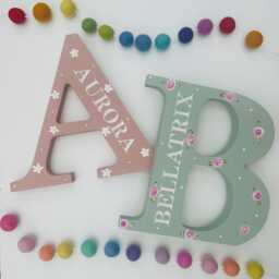 Personalised Engraved Wooden Letter With Name - Freestanding Initial For Kids Bedroom Or Gifts - thumbnail 1