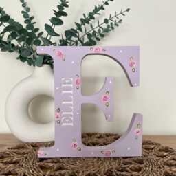 Personalised Engraved Wooden Letter With Name - Freestanding Initial For Kids Bedroom Or Gifts - thumbnail 3