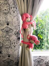 Set Of Monkey Curtain Holders, Tie Back, Nursery Room Decor, Animals, Baby, Crochet Monkey, Safari