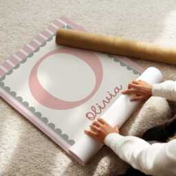 Girls Personalised Name & Initial Wall Art Print Poster , Pink Green Nursery Print, Scallop Border - thumbnail 3
