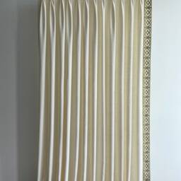 White Linen Curtain Panels, Pleated Curtains With Decorative Trim, Custom Size Drapery Panels, Linen For Minimalist Design - thumbnail 3
