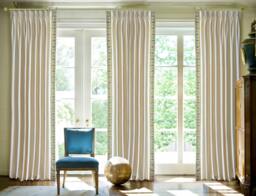 White Linen Curtain Panels, Pleated Curtains With Decorative Trim, Custom Size Drapery Panels, Linen For Minimalist Design